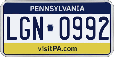 PA license plate LGN0992