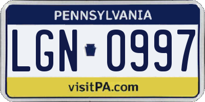 PA license plate LGN0997