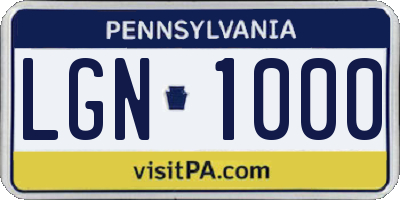 PA license plate LGN1000
