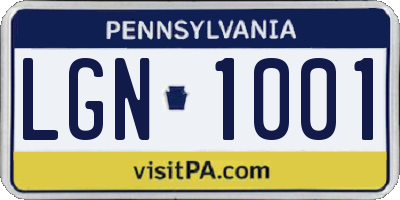 PA license plate LGN1001