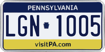 PA license plate LGN1005