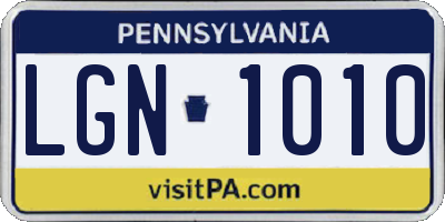 PA license plate LGN1010