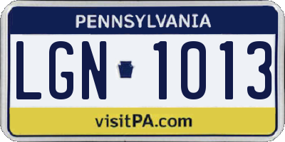 PA license plate LGN1013