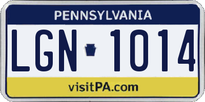 PA license plate LGN1014