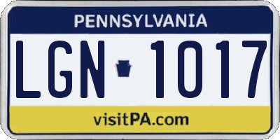PA license plate LGN1017