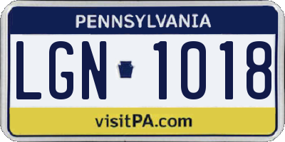 PA license plate LGN1018