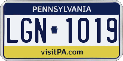 PA license plate LGN1019