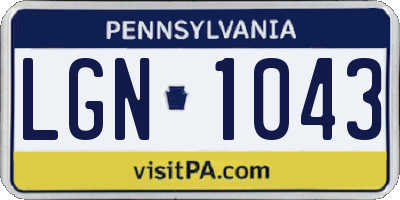 PA license plate LGN1043