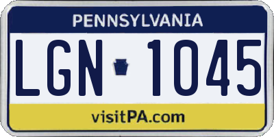 PA license plate LGN1045