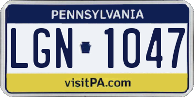 PA license plate LGN1047