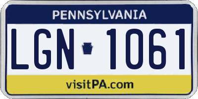 PA license plate LGN1061