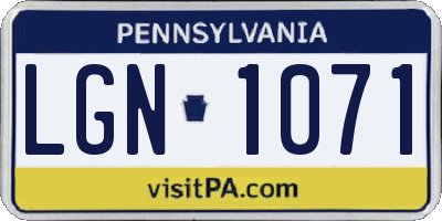 PA license plate LGN1071