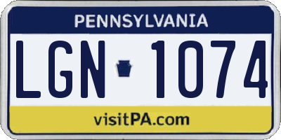 PA license plate LGN1074