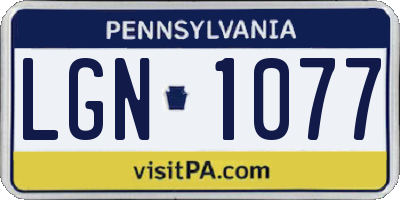 PA license plate LGN1077