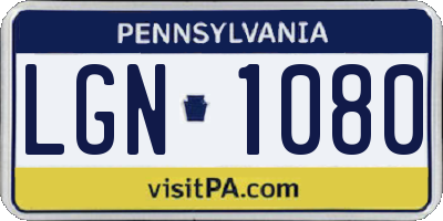 PA license plate LGN1080
