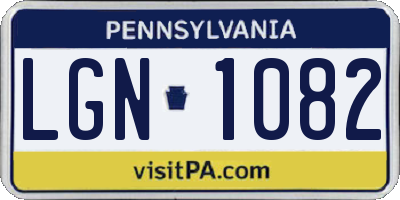 PA license plate LGN1082