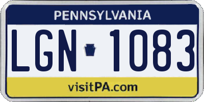 PA license plate LGN1083