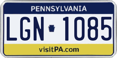 PA license plate LGN1085
