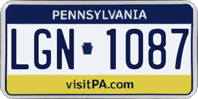 PA license plate LGN1087