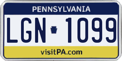 PA license plate LGN1099