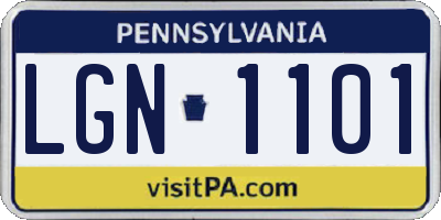 PA license plate LGN1101