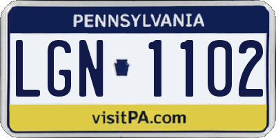 PA license plate LGN1102
