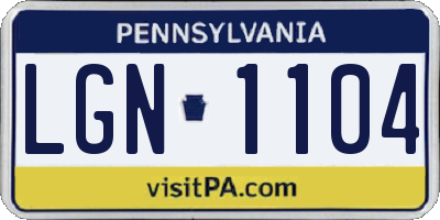 PA license plate LGN1104