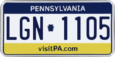 PA license plate LGN1105