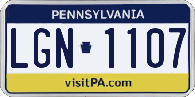 PA license plate LGN1107