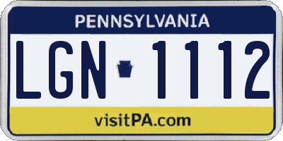 PA license plate LGN1112