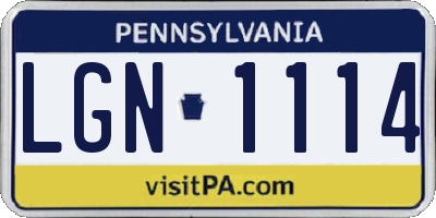 PA license plate LGN1114