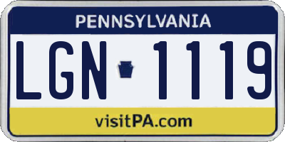 PA license plate LGN1119