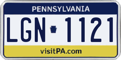PA license plate LGN1121