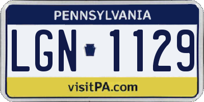 PA license plate LGN1129