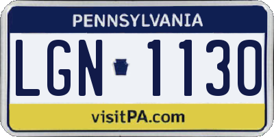 PA license plate LGN1130