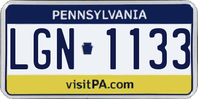 PA license plate LGN1133