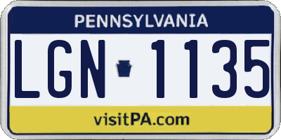 PA license plate LGN1135