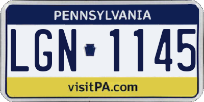 PA license plate LGN1145