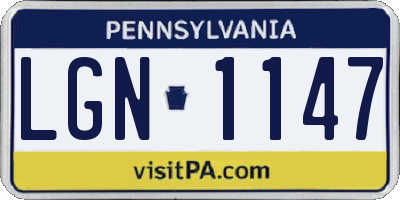 PA license plate LGN1147
