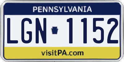 PA license plate LGN1152