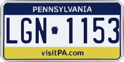 PA license plate LGN1153