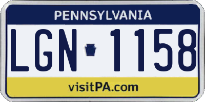 PA license plate LGN1158