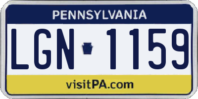 PA license plate LGN1159