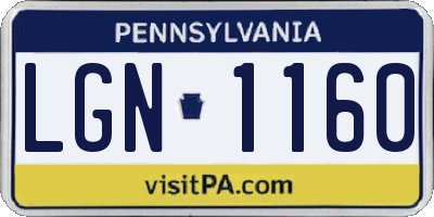 PA license plate LGN1160