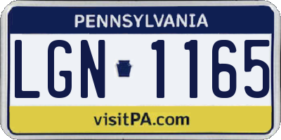 PA license plate LGN1165