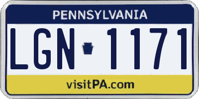 PA license plate LGN1171