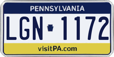 PA license plate LGN1172