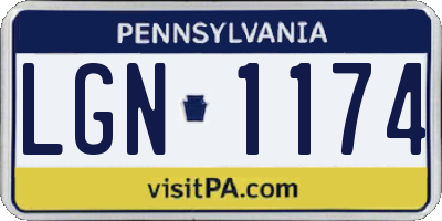 PA license plate LGN1174