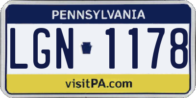 PA license plate LGN1178