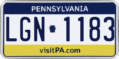 PA license plate LGN1183